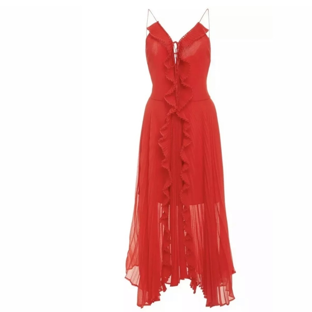 NEW Anthropologie  Delfi Collective Gwen Dress in Red Sz Large Z14-7